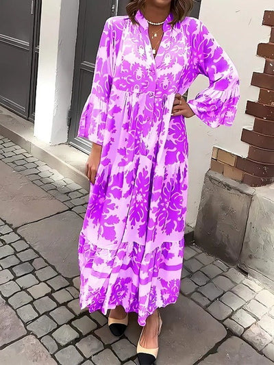 Avery – Robe Maxi à Décolleté en V et Manches 3/4 Séduisante