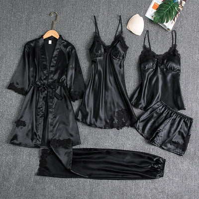 Naomi – Ensemble nuisette 5 pièces en satin glacé