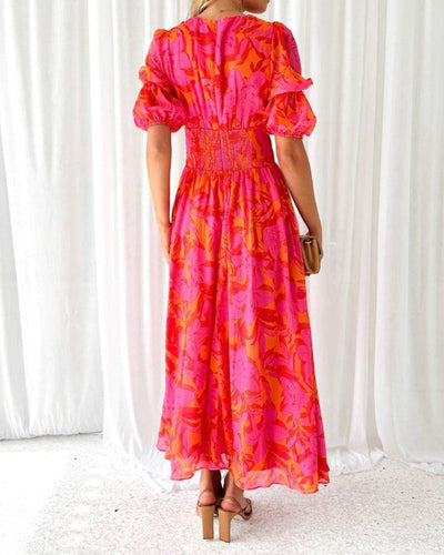 Derana – Robe Longue Rouge et Rose