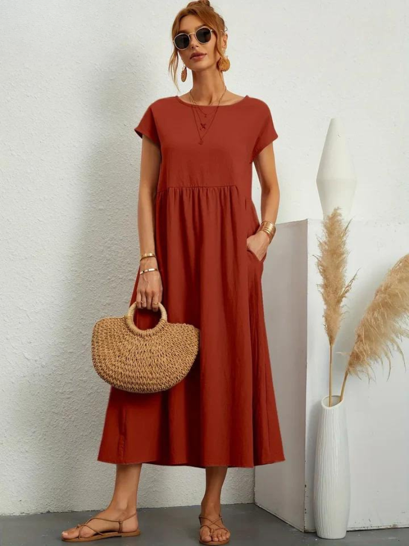Ruby - Robe Essentielle Élégante en Coton et Lin