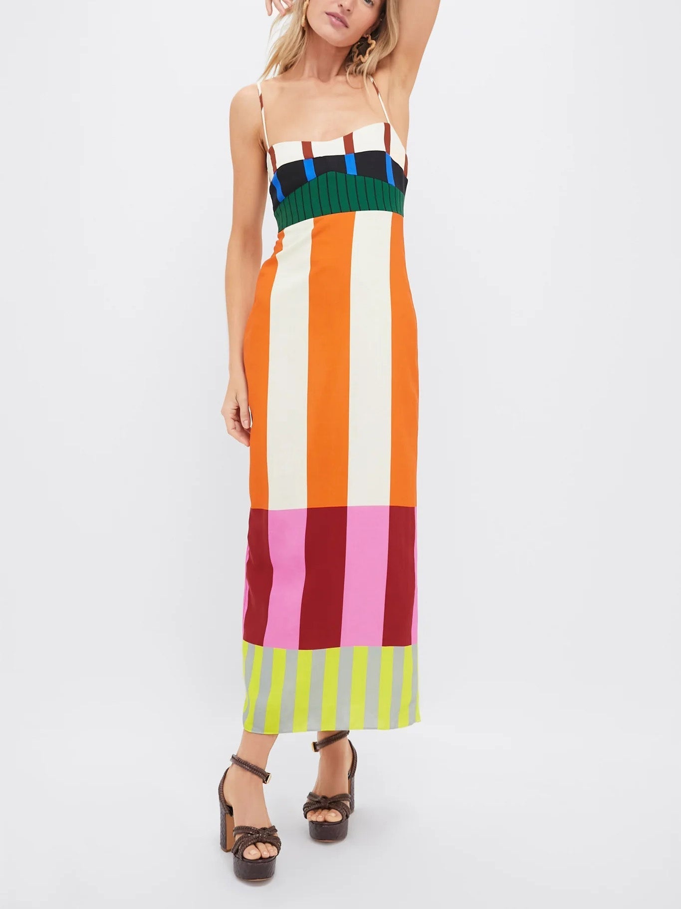 Paloma – Robe longue à rayures colorées