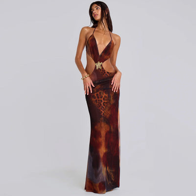 Tiana - Robe Longue Ajustée à Dos Ouvert avec Découpe