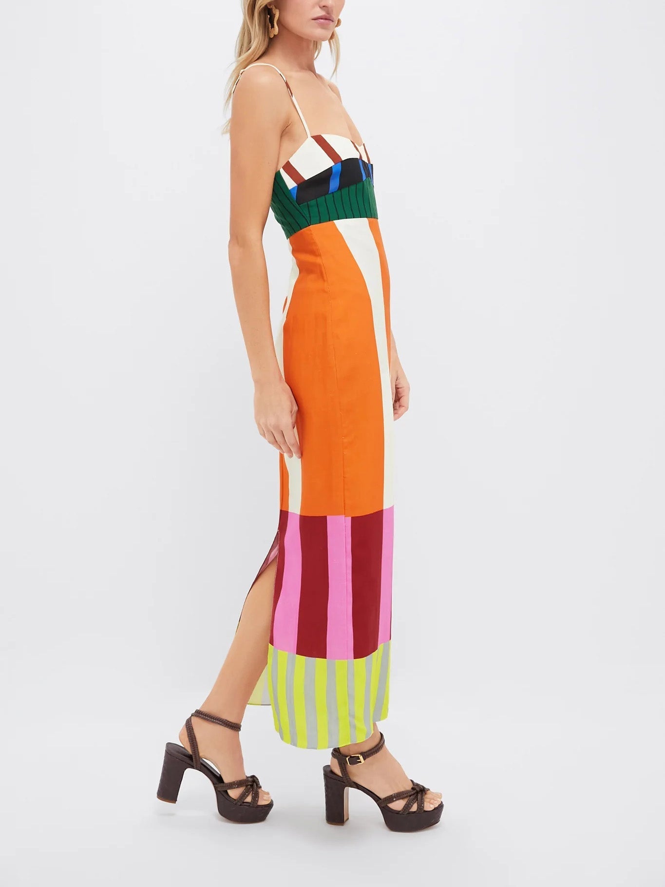 Paloma – Robe longue à rayures colorées