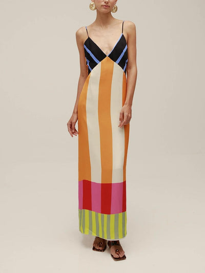 Paloma – Robe longue à rayures colorées