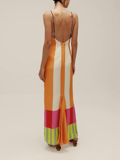 Paloma – Robe longue à rayures colorées