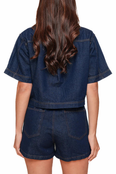 Océane – Ensemble en denim structuré à poches utilitaires