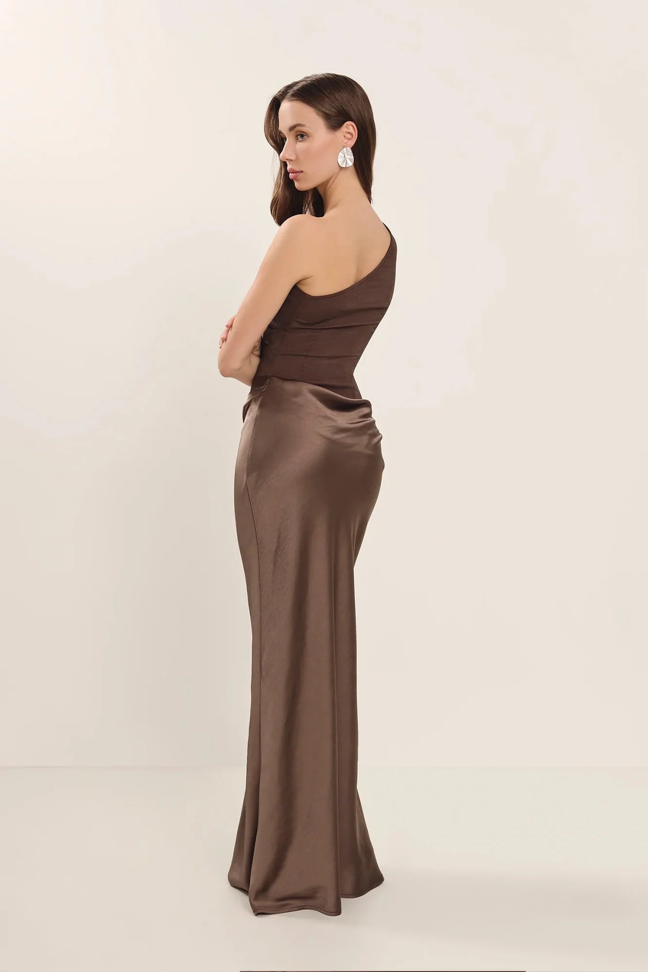 Ginette - Robe Longue Plissée à Une Épaule