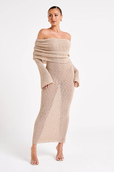 Marisol - Robe Longue Bouclée à Épaules Dénudées