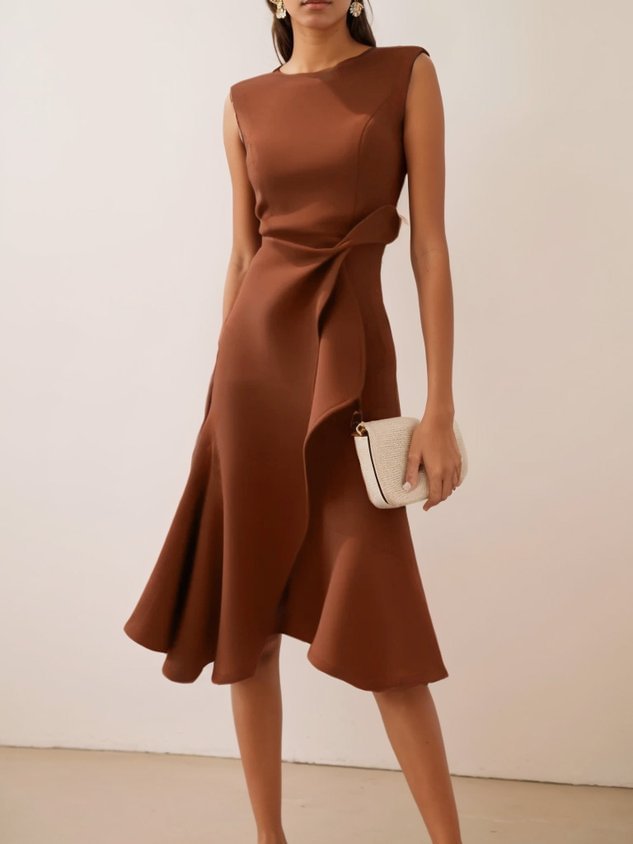 Sonia - Robe midi asymétrique drapée