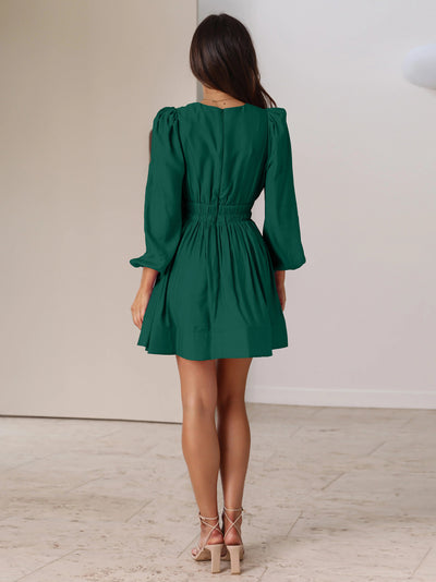 Hailey – Robe Courte d'Été à Manches Longues et Col en V