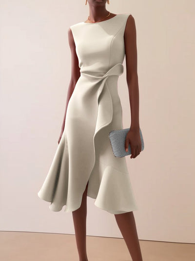 Sonia - Robe midi asymétrique drapée