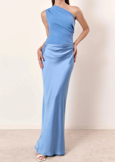 Ginette - Robe Longue Plissée à Une Épaule