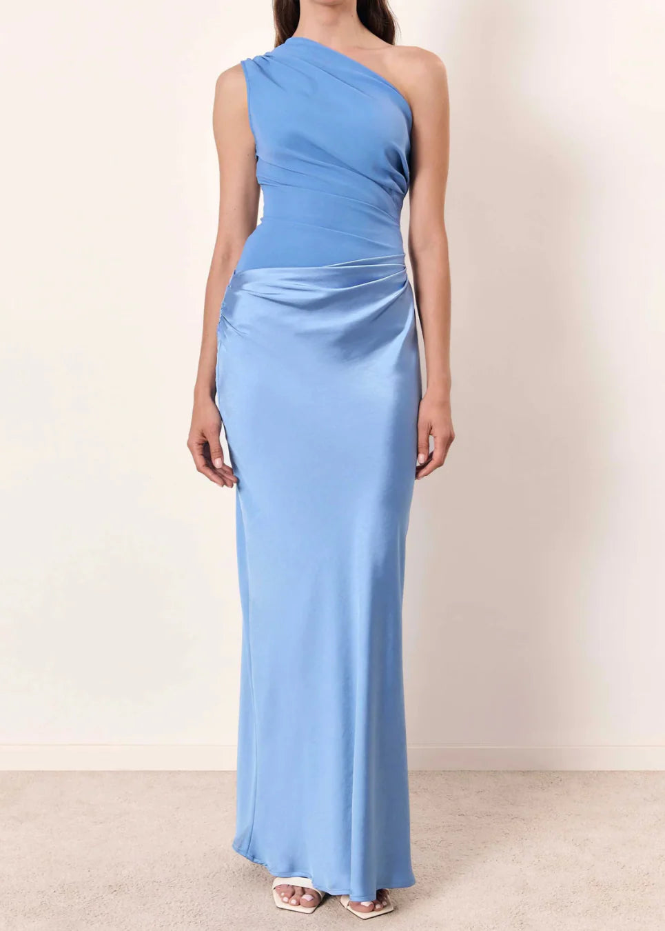 Ginette - Robe Longue Plissée à Une Épaule