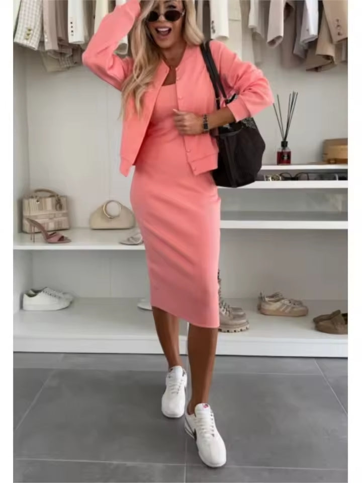 Karin – Ensemble Robe Midi avec Veste Bomber