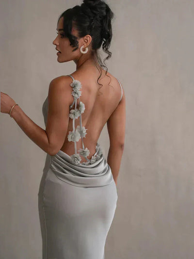 Cassiane – Robe fleurie en satin