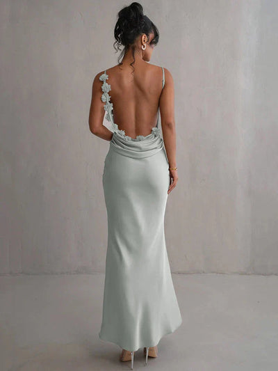 Cassiane – Robe fleurie en satin