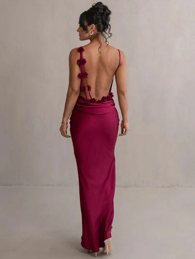 Cassiane – Robe fleurie en satin