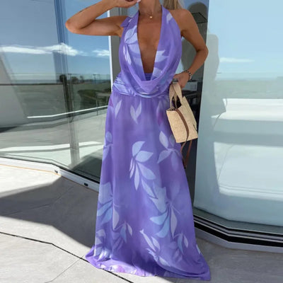 Liora - Robe Maxi Dos Nu à Lacets