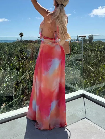 Liora - Robe Maxi Dos Nu à Lacets