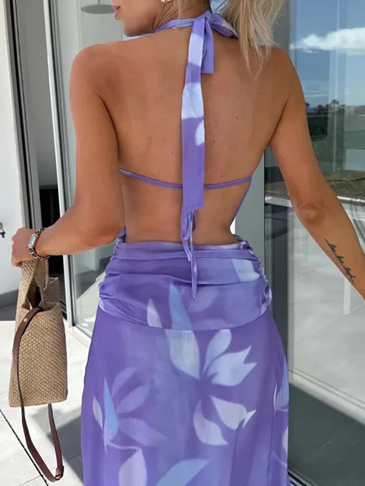 Liora - Robe Maxi Dos Nu à Lacets