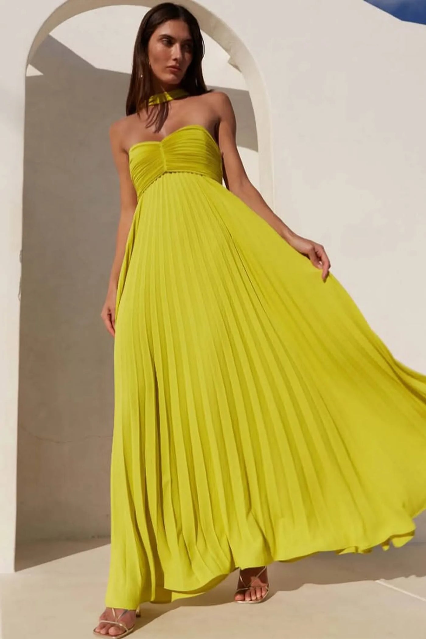 Isavelle – Robe Longue Plissée Sans Bretelles