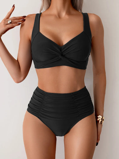 Muriel - Bikini Bandeau en Tissu Froncé