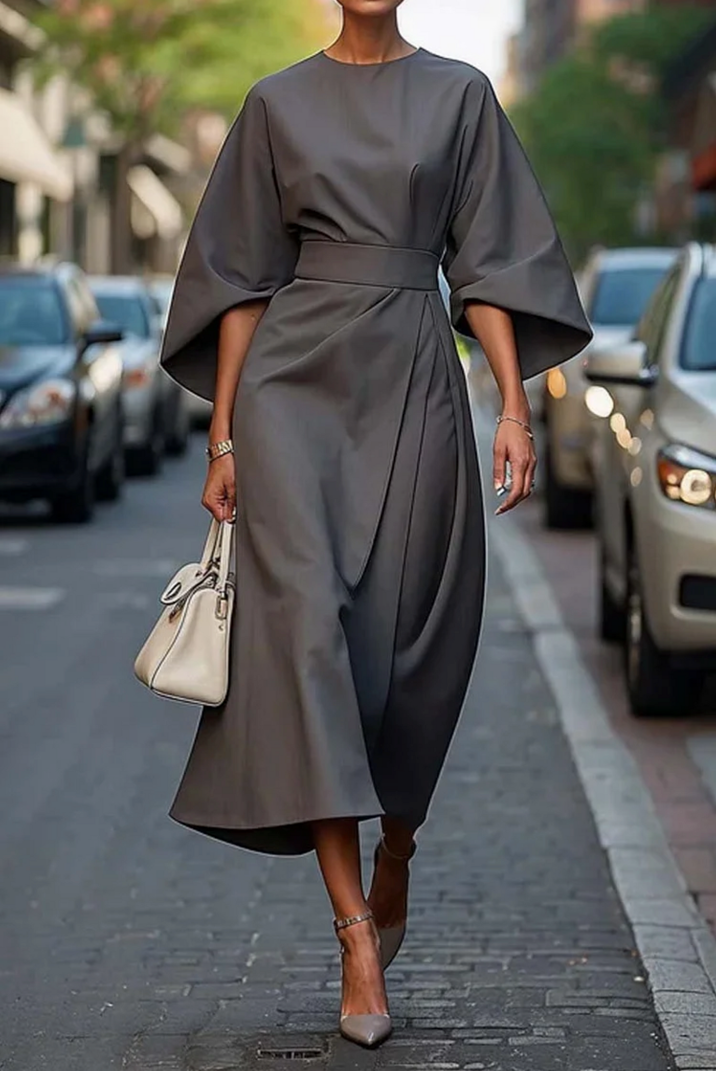 Luciana - Robe Élégante à Manches Lanterne