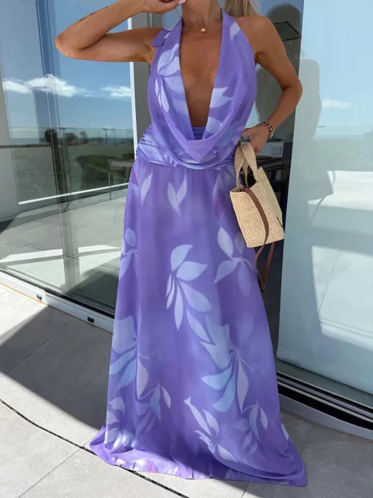 Liora - Robe Maxi Dos Nu à Lacets