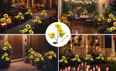 Soleilla - Lumières de jardin LED en forme de tournesol (solaires)