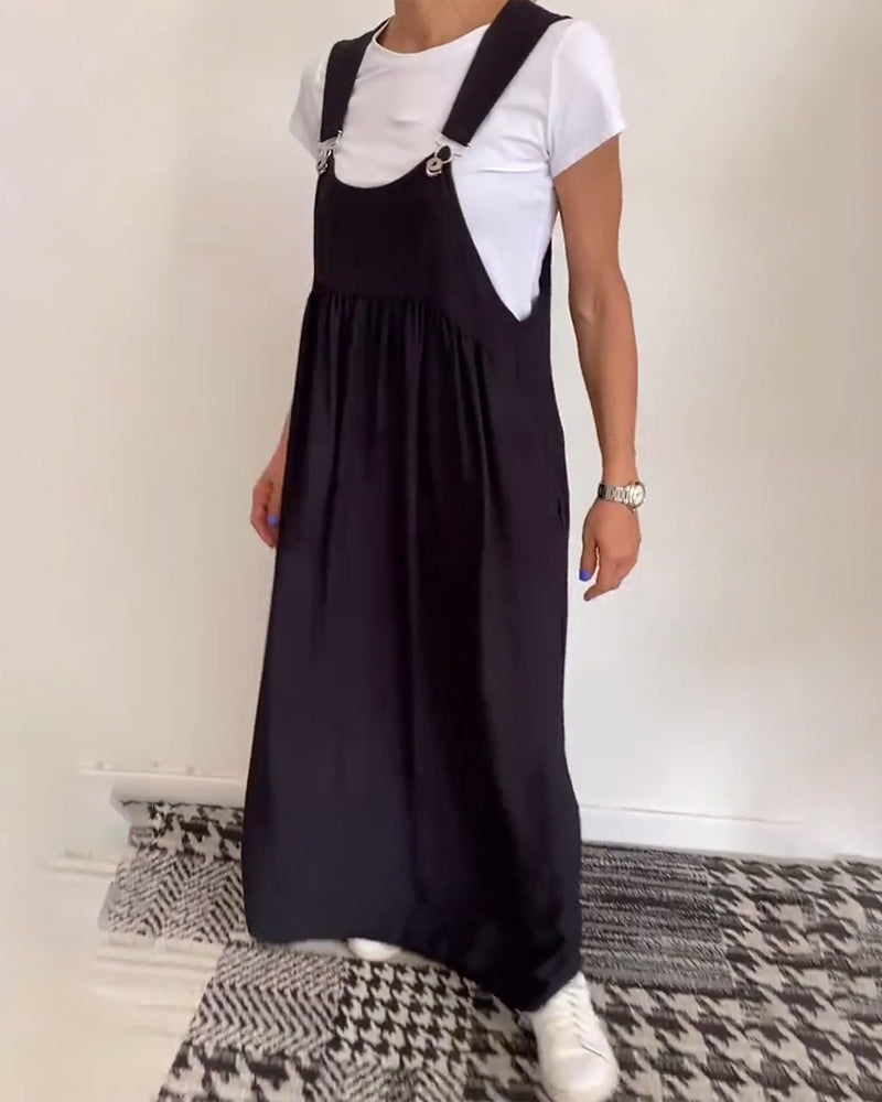 Grace – Robe Décontractée à Bretelles et Couleur Unie