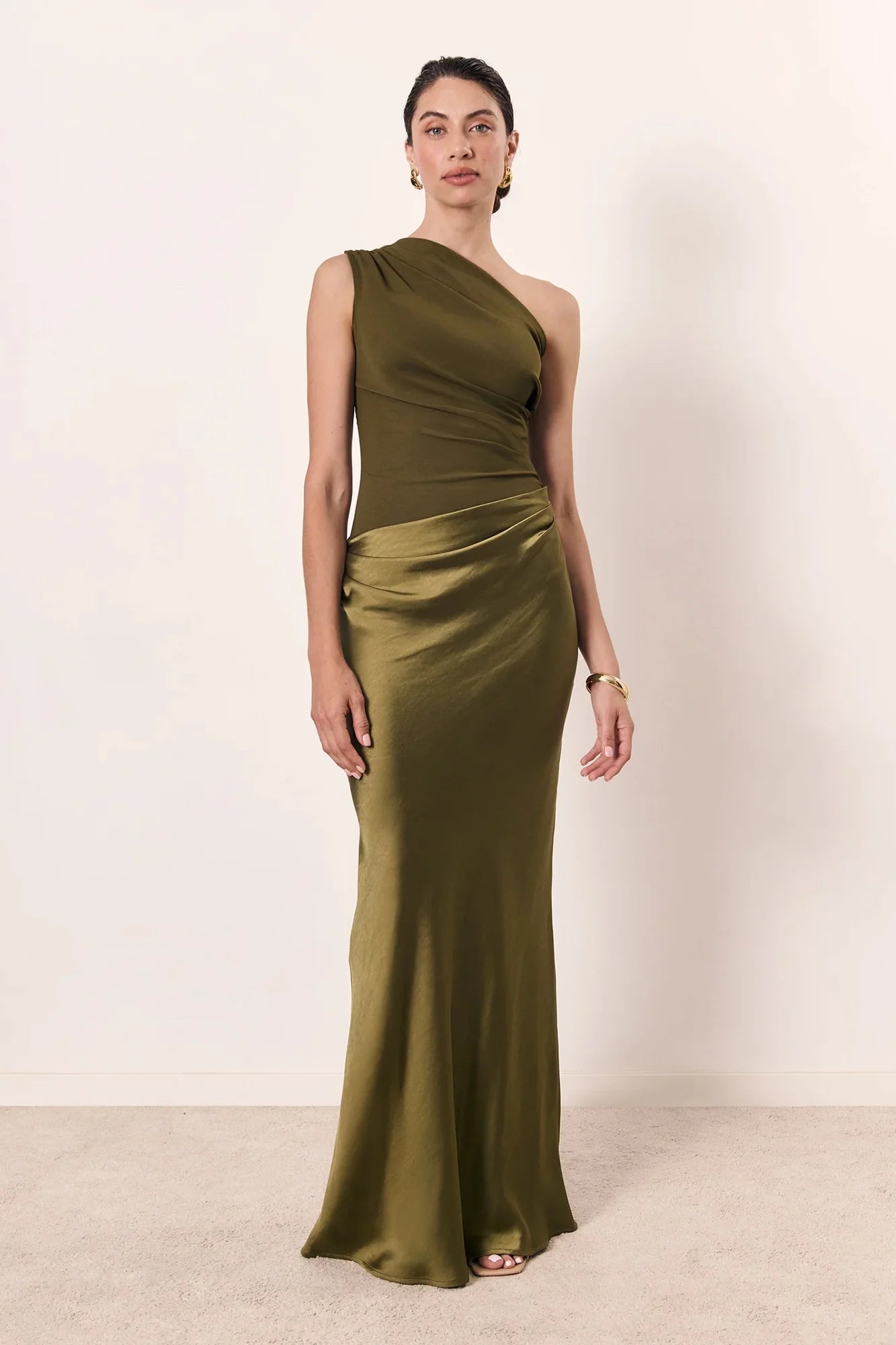 Ginette - Robe Longue Plissée à Une Épaule