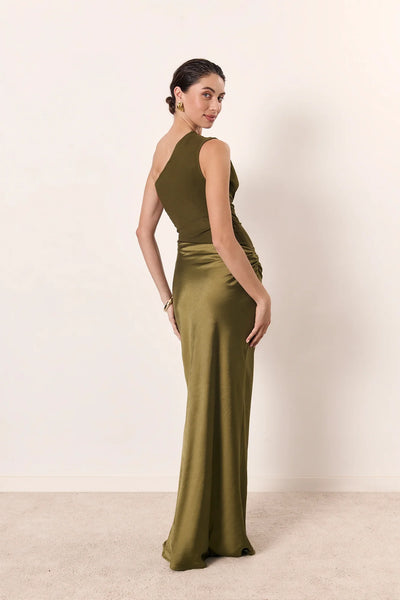 Ginette - Robe Longue Plissée à Une Épaule