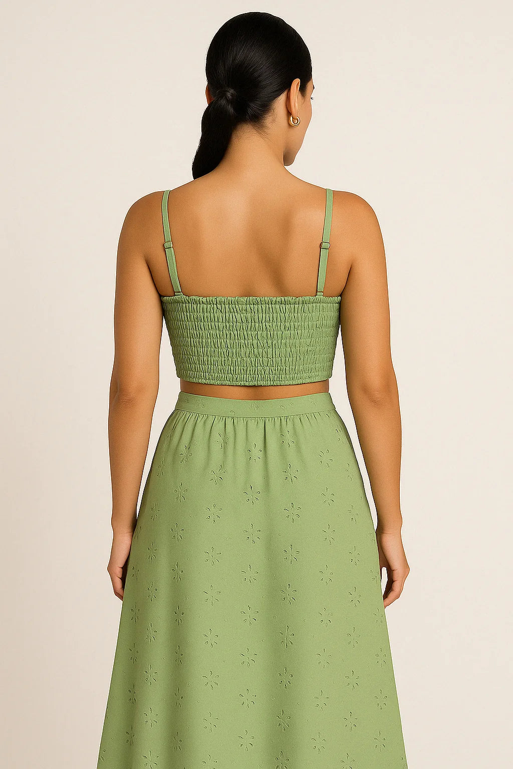 Sofia - Ensemble brodé crop top & jupe longue fluide