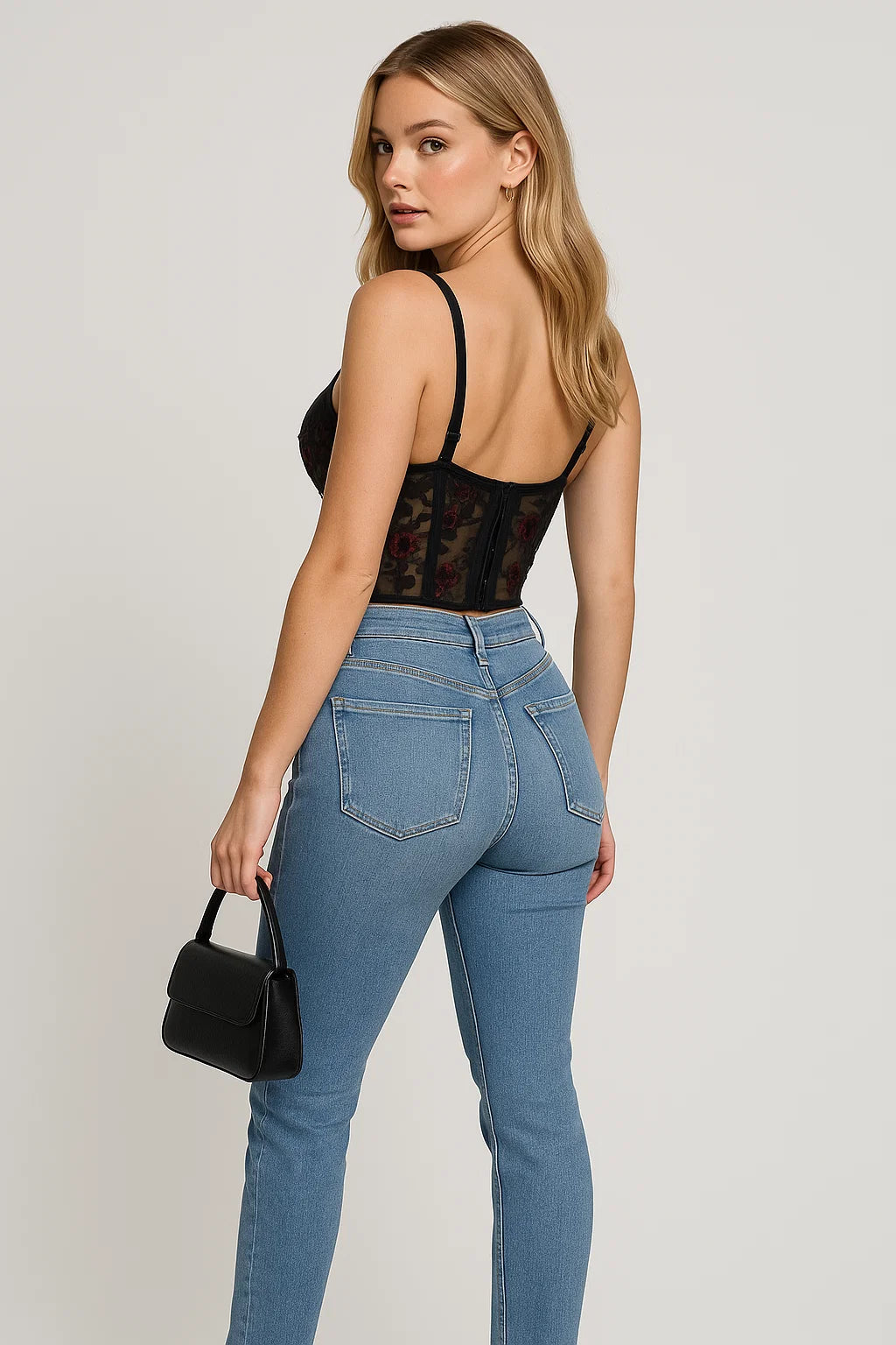 Élena - Bustier à fleurs brodées – en tulle transparent