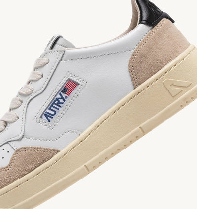 AUTRY - Basket basse Medalist cuir blanc et daim marron