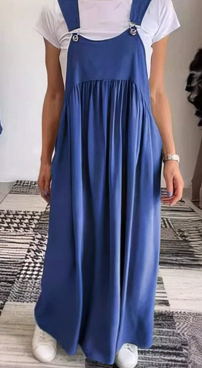 Grace – Robe Décontractée à Bretelles et Couleur Unie