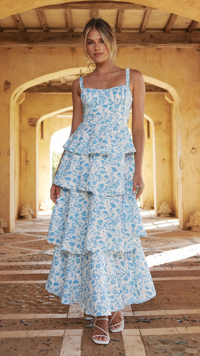 Isadora – Robe maxi fleurie en douceur pêche