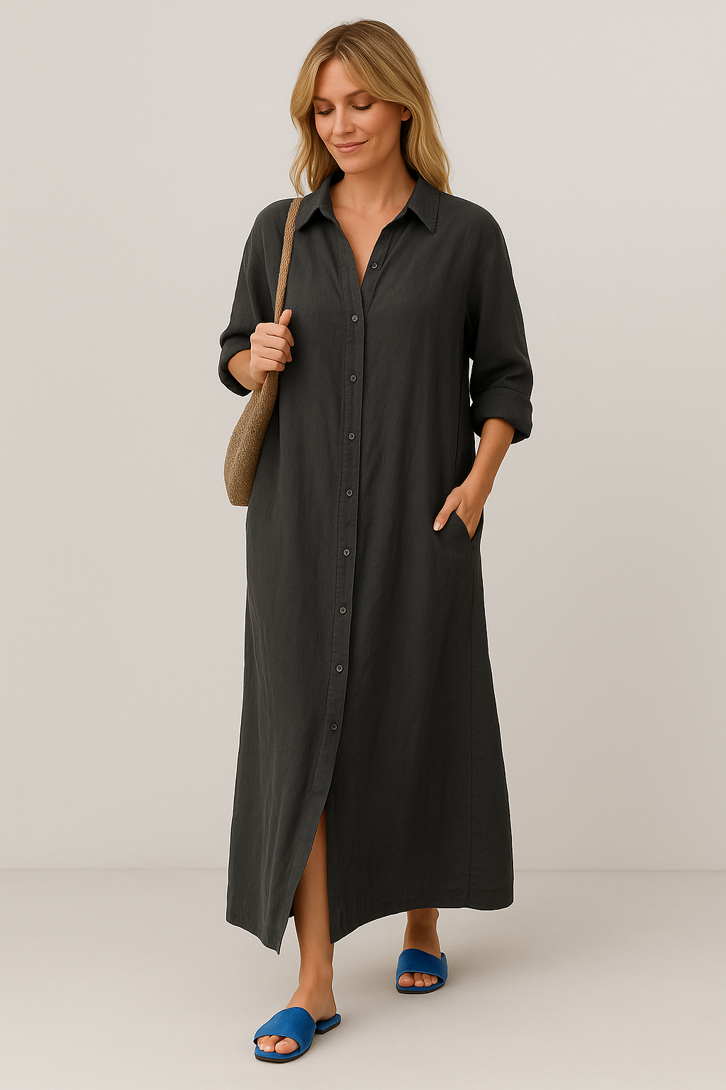 Heidi - Robe chemise oversize en lin