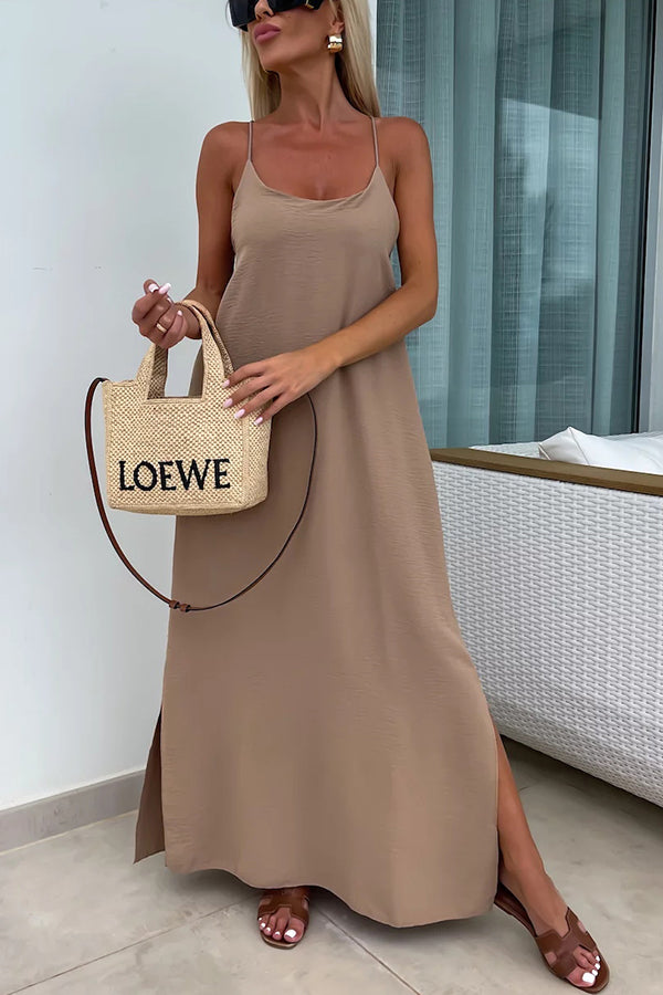 Myriam - Robe Maxi Unie Dos Nu à Bretelles