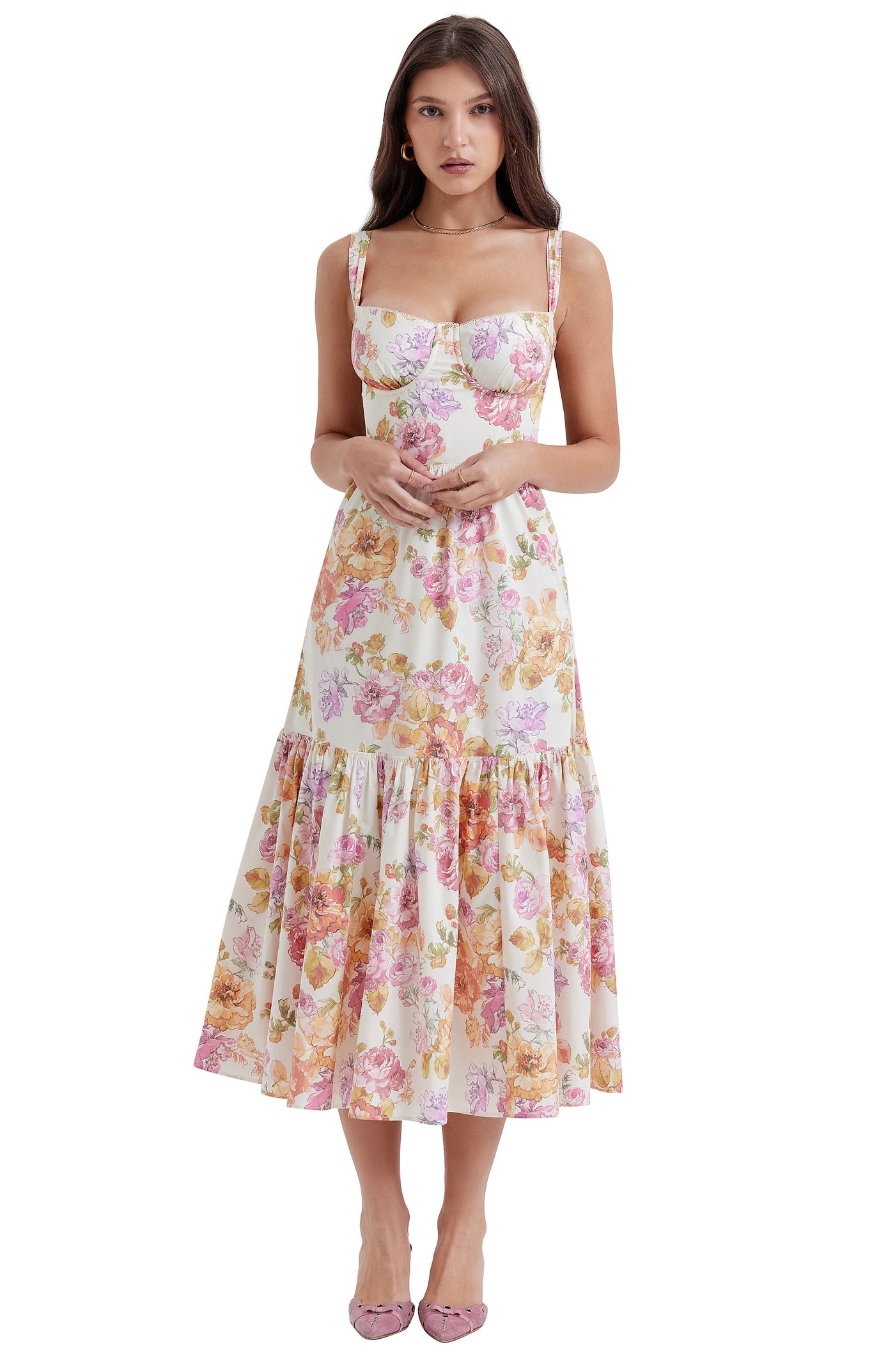 Elia – Robe Corset d'Été à Fleurs en Coton Stretch