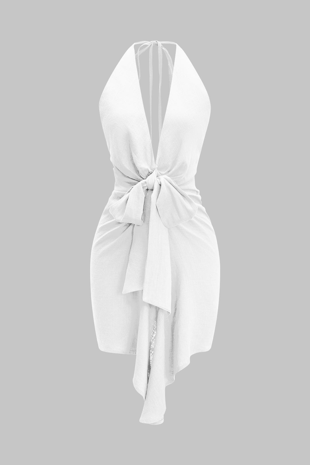 Léna - Robe dos nu à nouer – mini en effet lin