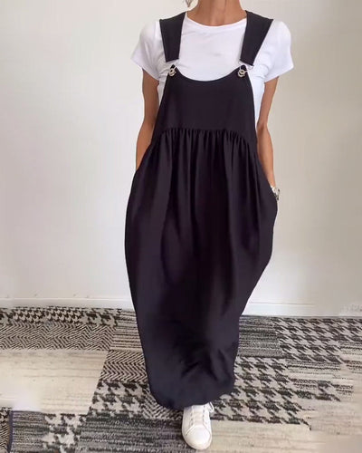 Grace – Robe Décontractée à Bretelles et Couleur Unie