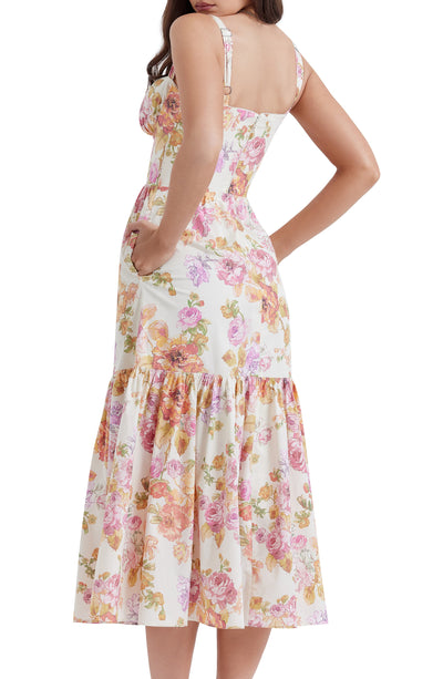 Elia – Robe Corset d'Été à Fleurs en Coton Stretch