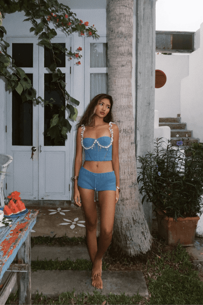 Anaïs - Camisole courte en crochet avec perles