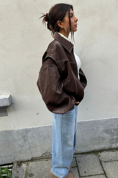 Marilou - Veste oversize à contraste de matières