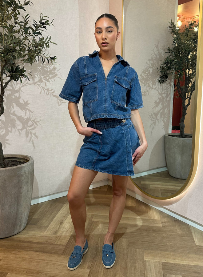 Océane – Ensemble en denim structuré à poches utilitaires