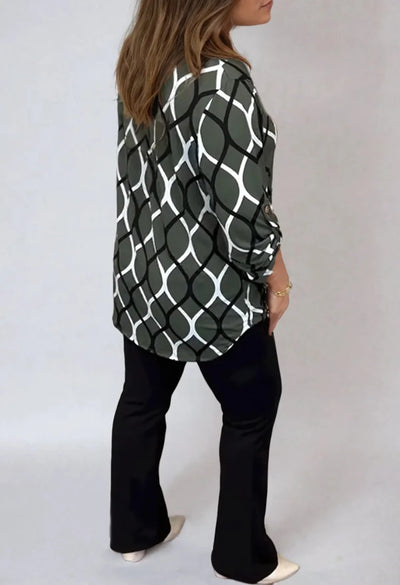 Cynthia – Blouse décontractée à manches longues et motif élégant