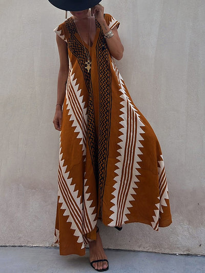 Boho - Robe sans manches à col en V