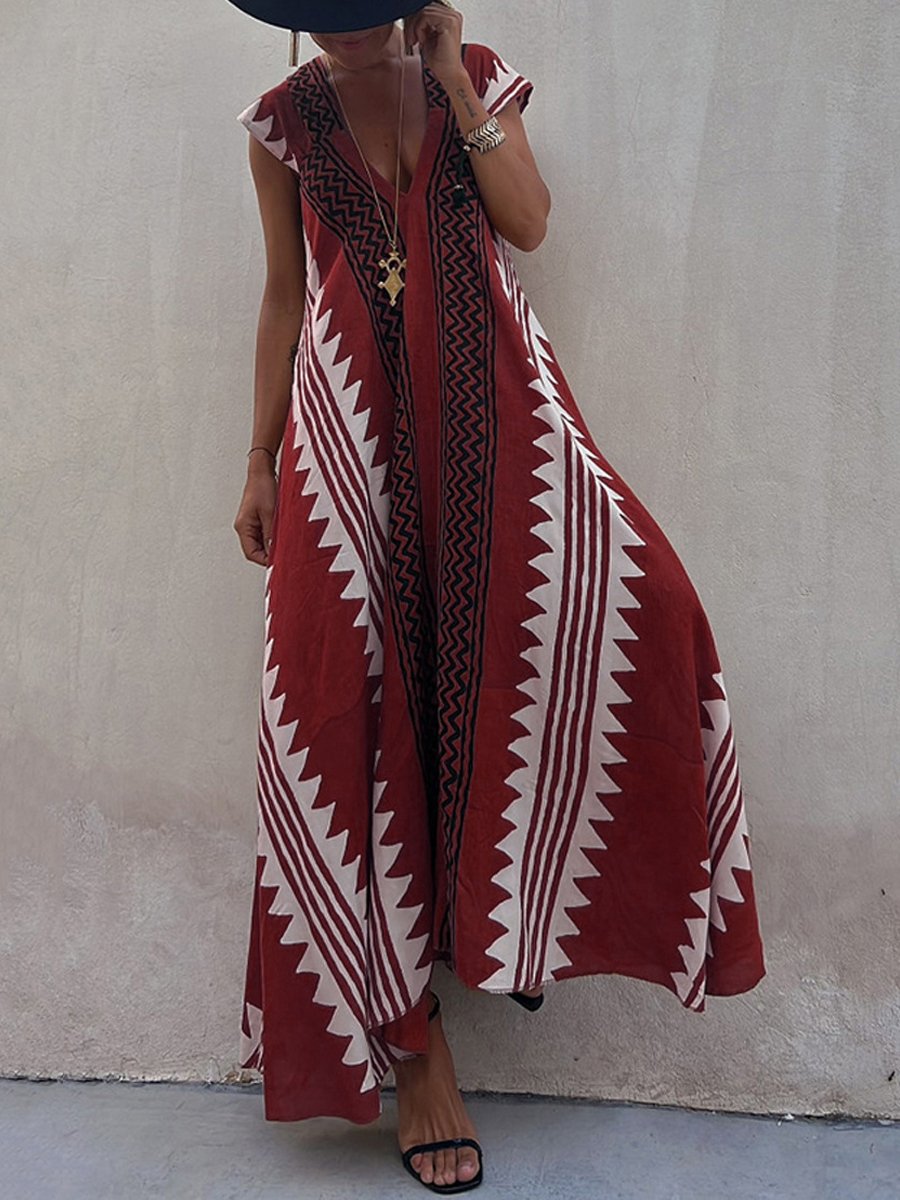 Boho - Robe sans manches à col en V