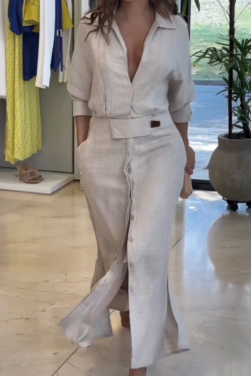 Jeanette – Robe longue à encolure en V